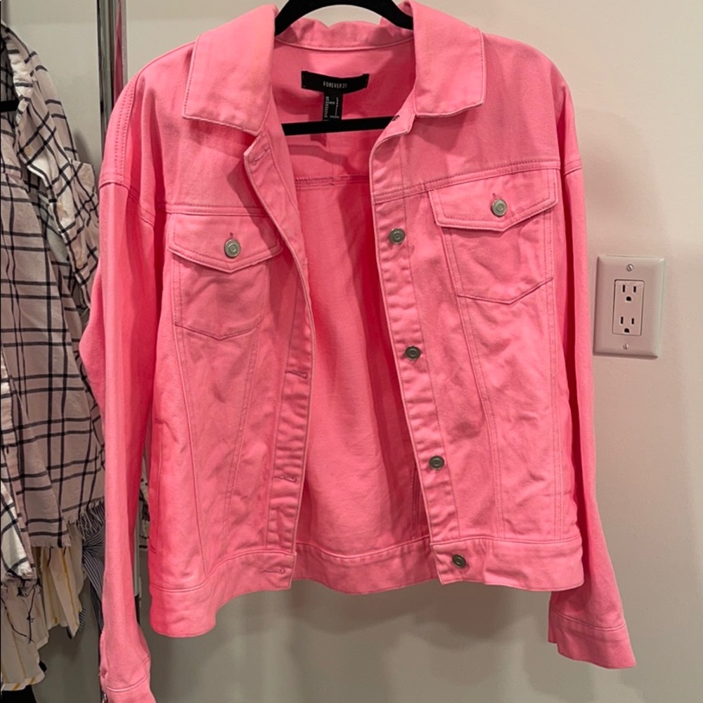 Bright pink jean jacket